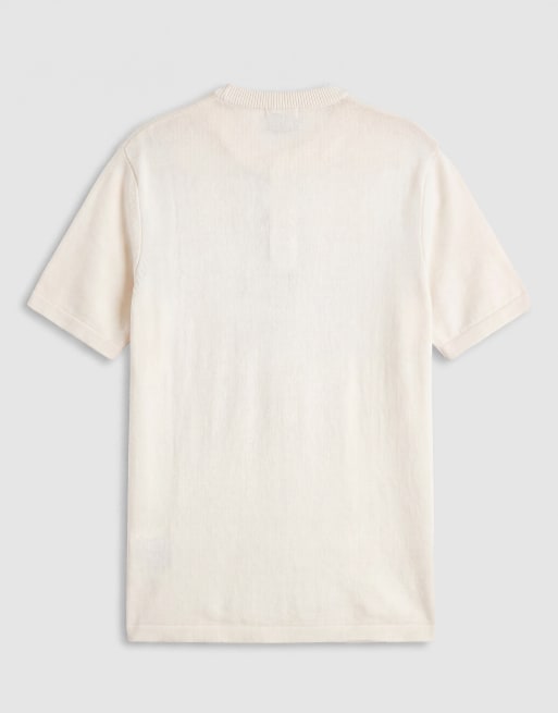 ASOS DESIGN - Muscle fit gebreide henley top met korte mouwen in ecru, 8 van 10