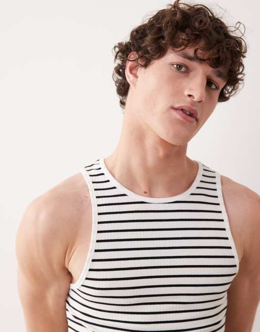 ASOS DESIGN - Muscle fit gestreepte tanktop in wit, 5 van 5