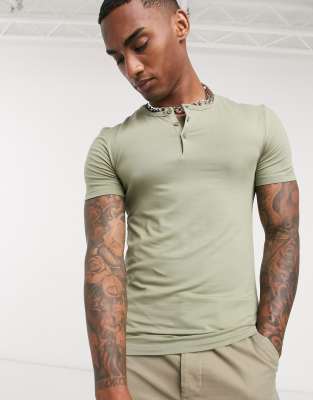 muscle fit grandad t shirt