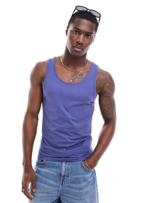 ASOS DESIGN - Muscle fit hemd in donkerblauw