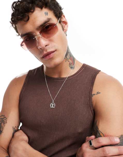 ASOS DESIGN - Muscle fit hemdje in bruin met oliewassing - view 1