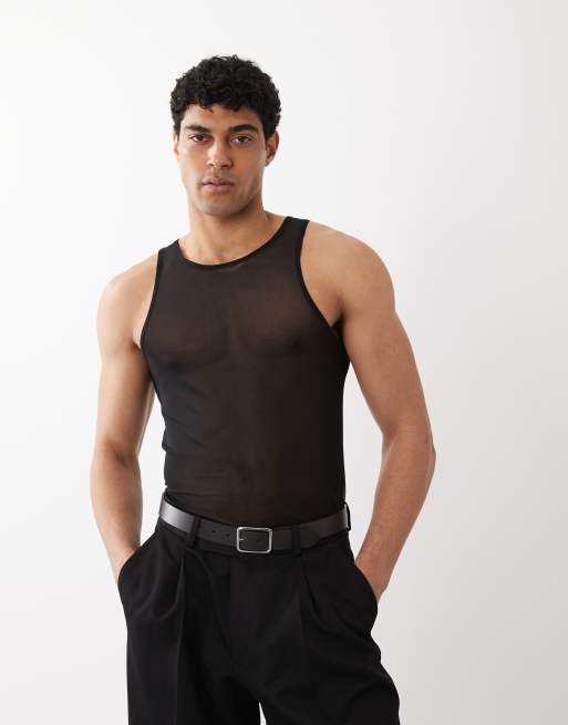 ASOS DESIGN - Muscle fit hemdje in zwart mesh, 2 van 5