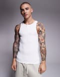 [ASOS DESIGN] ASOS DESIGN muscle fit henley singlet in white rib XL WHITE