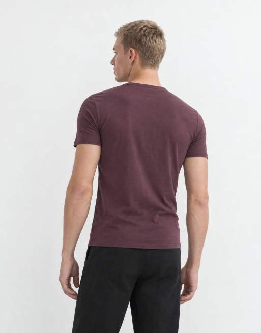 ASOS DESIGN muscle fit henley t-shirt in burgundy, 9 of 10