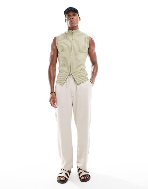 ASOS DESIGN muscle fit high neck knit sleeveless zip up vest ASOS DESIGN muscle fit high neck knit sleeveless zip up vest