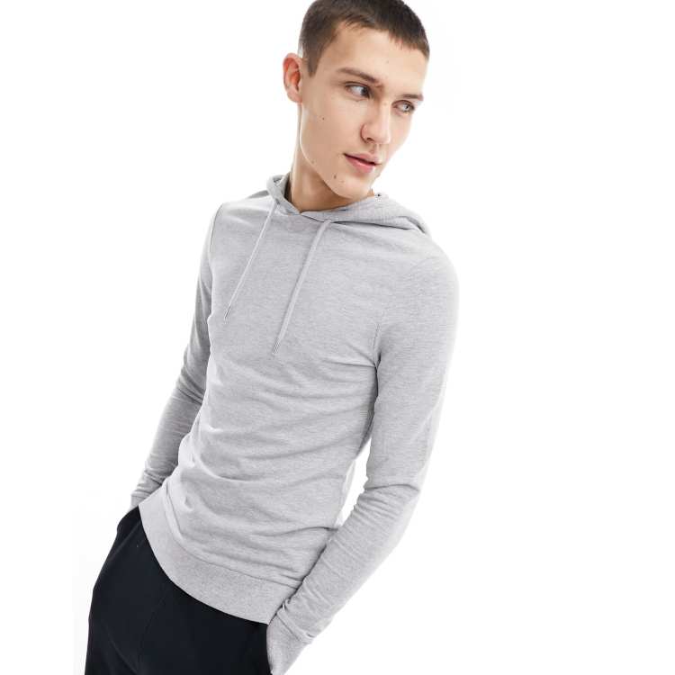 ASOS DESIGN muscle fit hoodie in grey marl ASOS