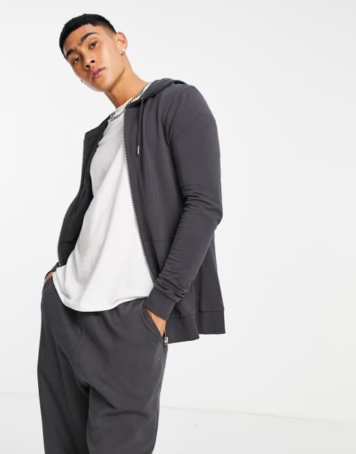 ASOS DESIGN - Muscle-fit hoodie met rits in zwart - GREY, 2 van 4