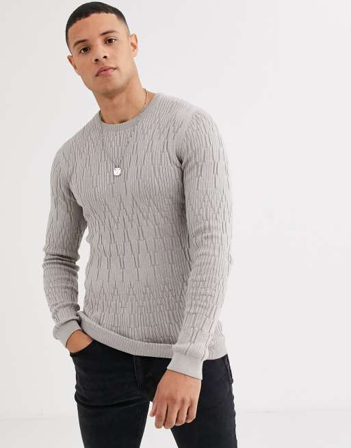 muscle fit ribbed sweater