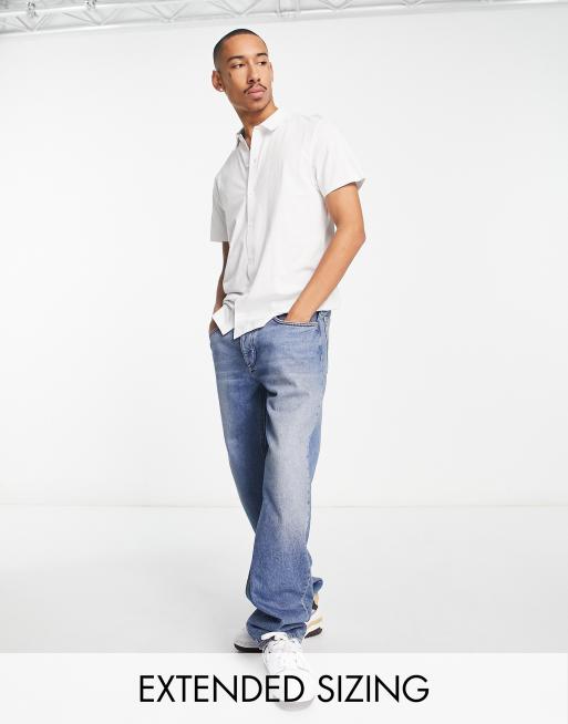 ASOS DESIGN - Muscle fit jersey overhemd in wit