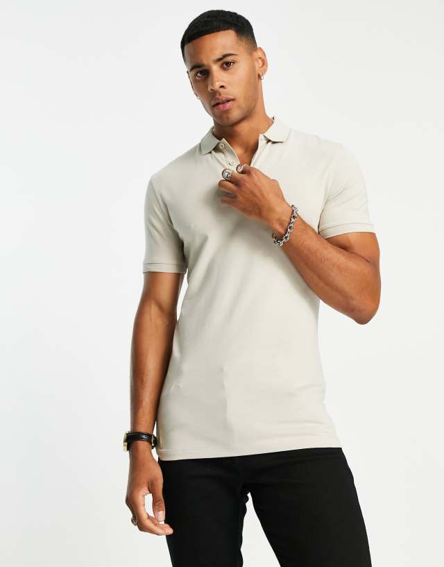 ASOS DESIGN muscle fit jersey polo in gray