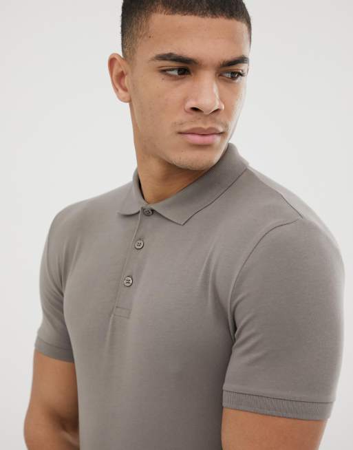 ASOS DESIGN muscle fit jersey polo in grey | ASOS