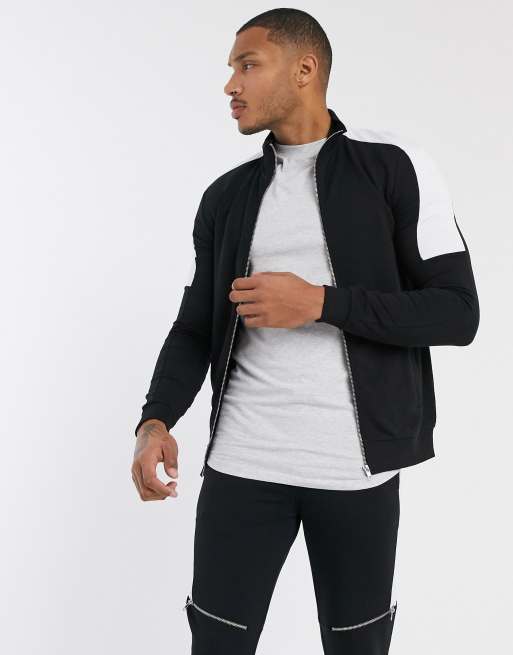 ASOS DESIGN - Combi-set in zwart met witte zijstrepen, 2 van 3