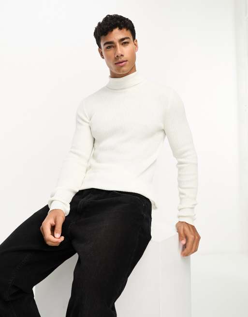 White Fitted Turtle Neck Jumper