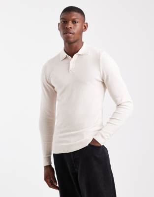 Asos Design Muscle Fit Knit Textured Polo In Multi