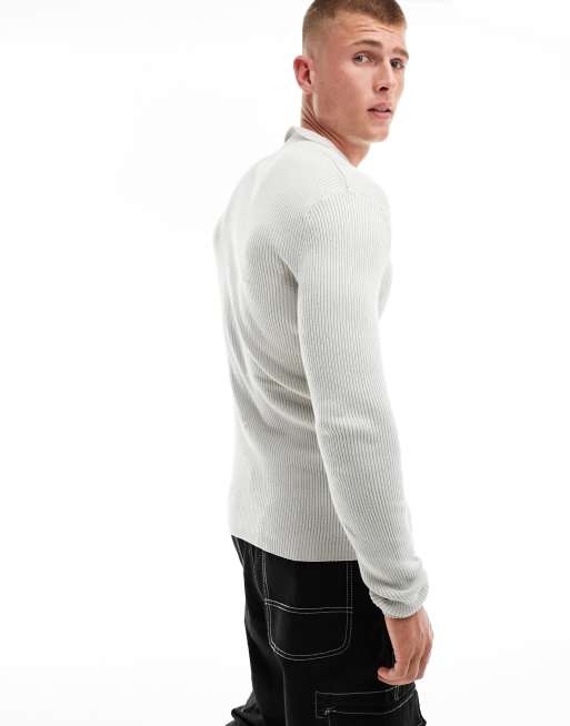 Muscle fit knitted jumper best sale