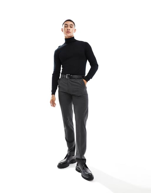 ASOS DESIGN muscle fit knitted merino wool roll neck jumper in black