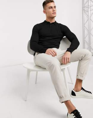 muscle fit knitted polo