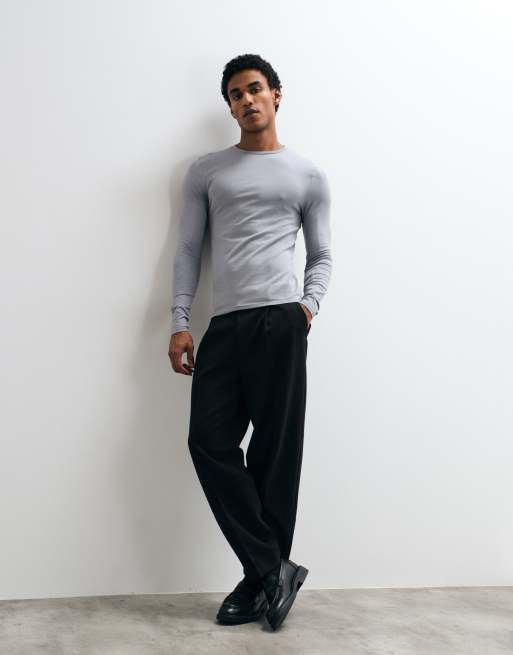 ASOS DESIGN Muscle-Fit-Langarmshirt in Grau, 2 von 11