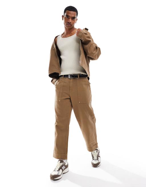 ASOS DESIGN - Muscle fit, lichtgewicht, geribbeld gebreid hemdje in stone, 3 van 4
