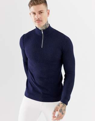 navy half zip sweater