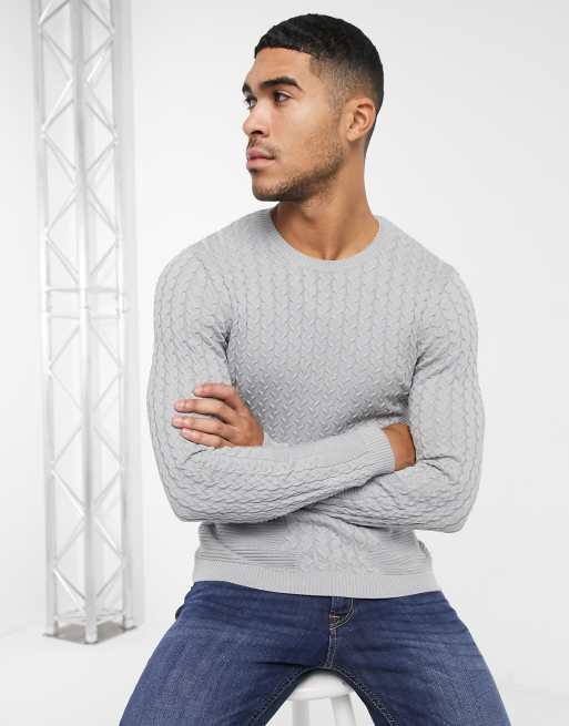 Muscle fit knitted clearance jumper