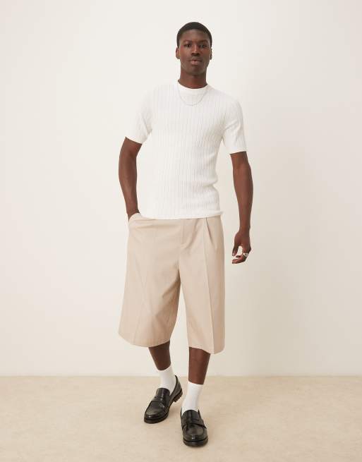 ASOS DESIGN muscle fit lightweight knitted rib t-shirt in white, 4 of 4