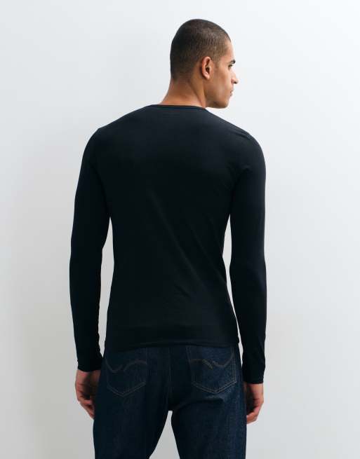 ASOS DESIGN muscle fit long sleeve henley t-shirt in black, 3 of 5