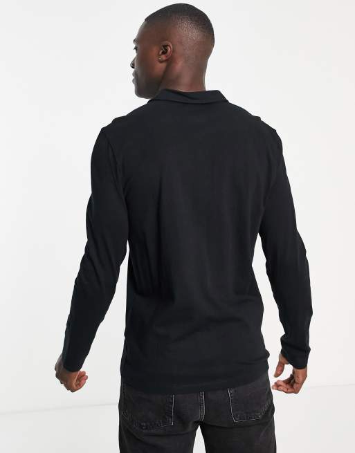 ASOS DESIGN muscle fit long sleeve jersey shirt in black - BLACK, 4 of 4