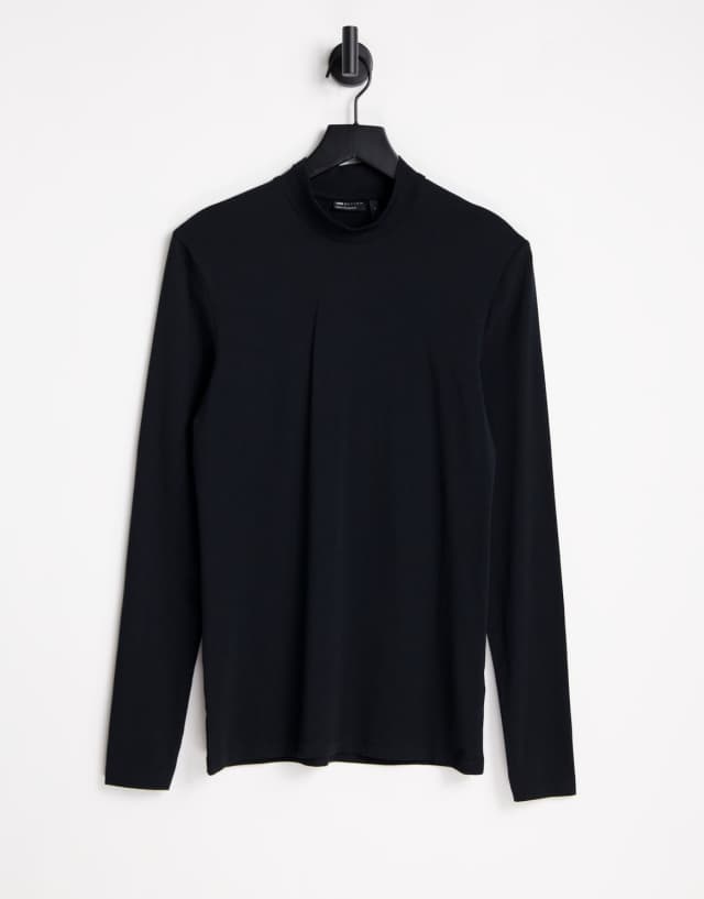 ASOS DESIGN muscle fit long sleeve jersey turtleneck in black