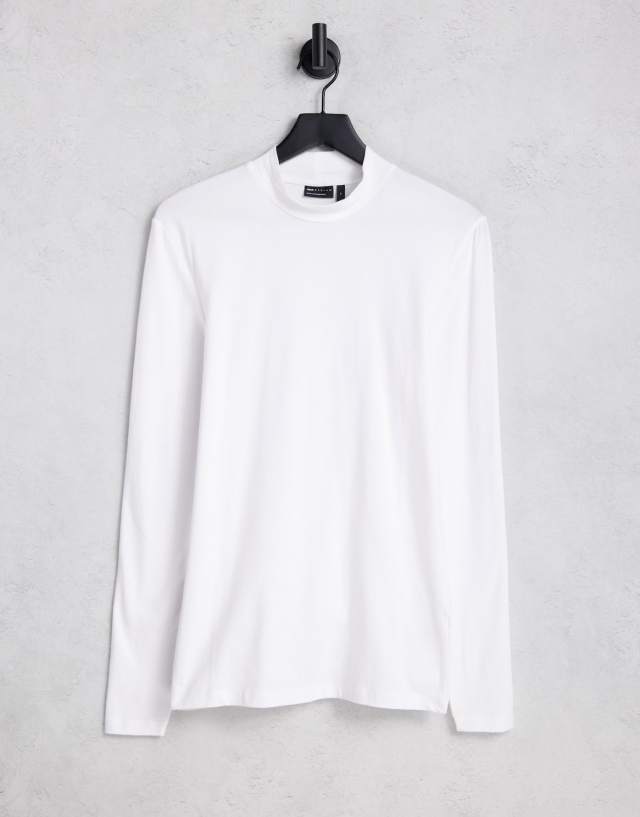 ASOS DESIGN muscle fit long sleeve jersey turtleneck in white