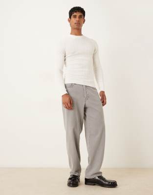 Asos Design Muscle Fit Long Sleeve Rib Knit Turtle Neck T-shirt In White