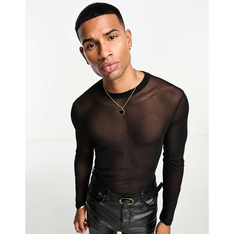 ASOS DESIGN muscle fit t-shirt with star cut out in black