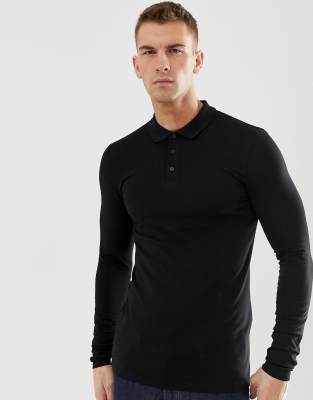 muscle fit long sleeve polo