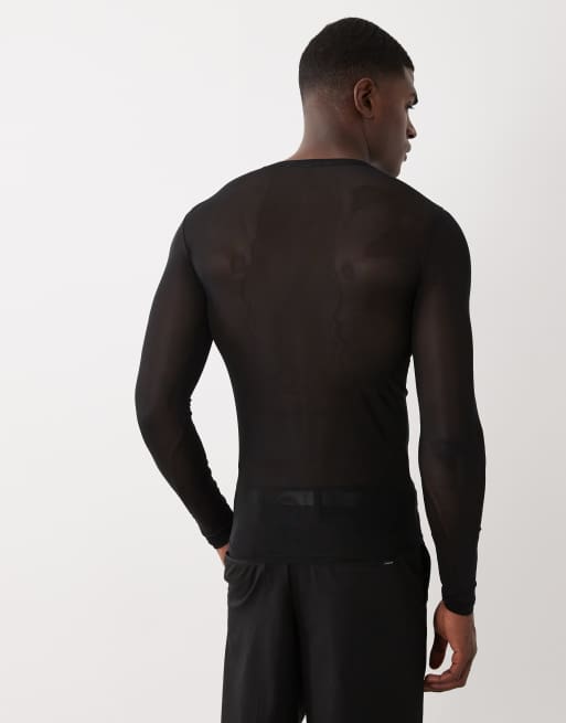 ASOS DESIGN muscle fit long sleeve t-shirt in black mesh, 5 of 5