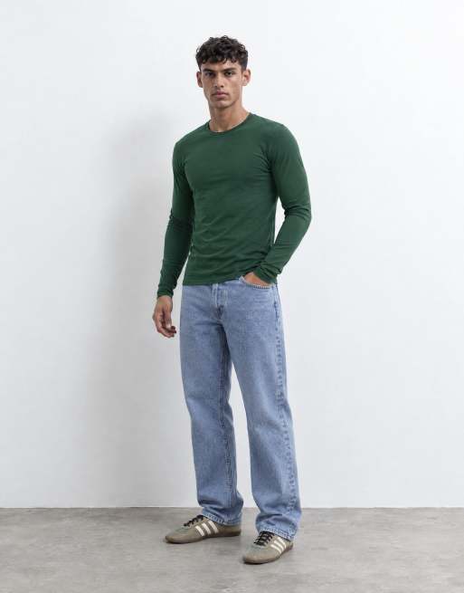 ASOS DESIGN muscle fit long sleeve t-shirt in dark green, 7 of 10