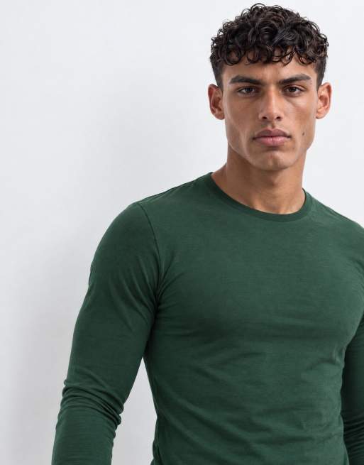 ASOS DESIGN muscle fit long sleeve t-shirt in dark green, 8 of 10