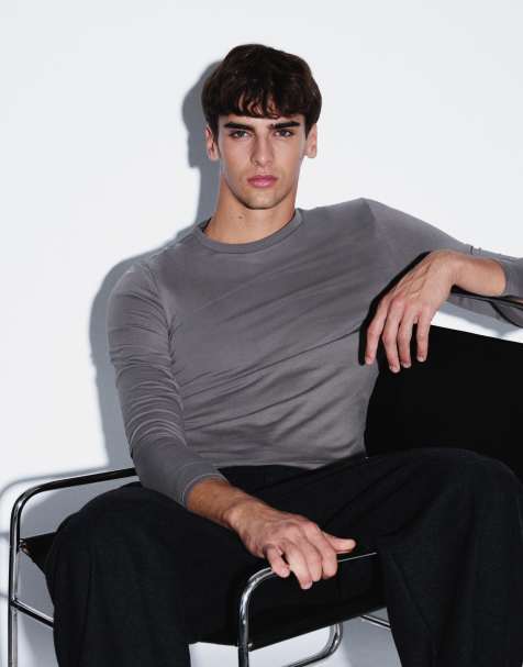 ASOS DESIGN muscle fit long sleeve t-shirt in grey - view 1