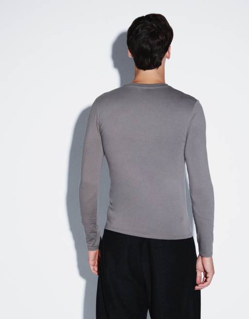 ASOS DESIGN muscle fit long sleeve t-shirt in grey, 4 of 5
