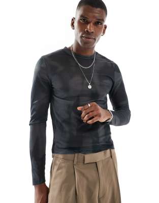 Asos Design Muscle Fit Long Sleeve T-shirt In Multi