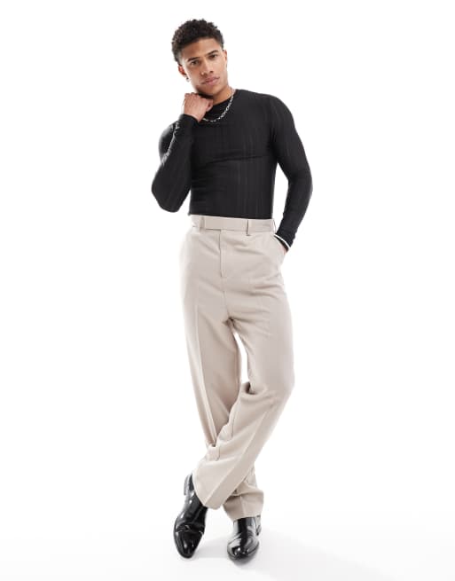 ASOS DESIGN muscle fit long sleeve T-shirt in striped mesh