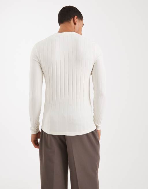 ASOS DESIGN muscle fit long sleeve T-shirt with henley neck in
