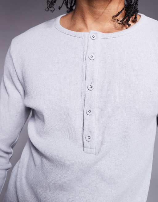 ASOS DESIGN muscle fit long sleeve T-shirt with henley neck