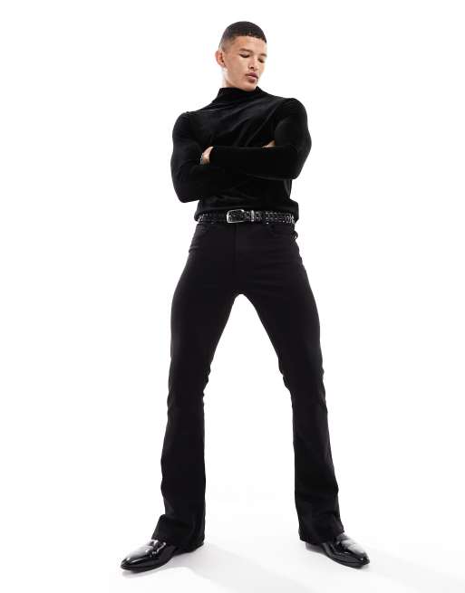 ASOS DESIGN muscle fit long sleeve t-shirt with turtle neck in black velour, 4 of 4