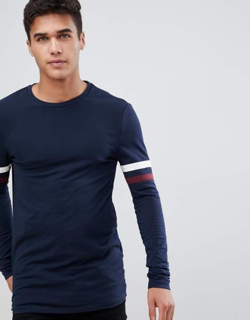 Longline navy best sale t shirt