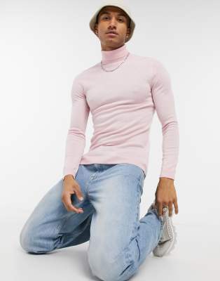 pale pink roll neck jumper