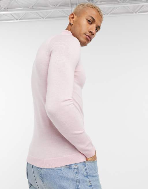 Pull rose pâle homme hot sale