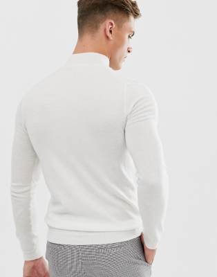 muscle fit white turtleneck