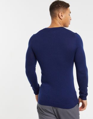 muscle fit v neck jumper