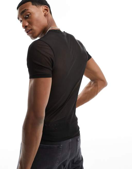 NEW MEN'S MESH BLACK SHIRT ADULT MED.