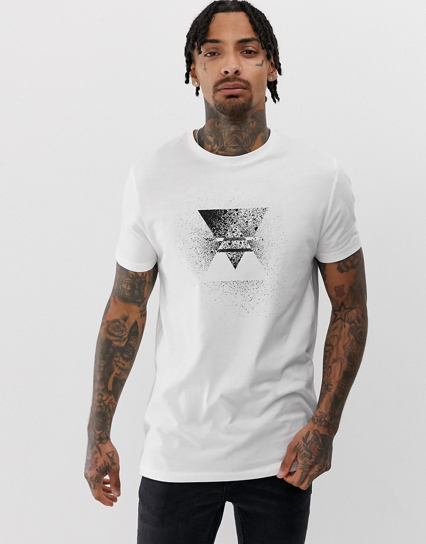 ASOS DESIGN - Muscle-fit met stretch T-shirt met triangelprint-Wit